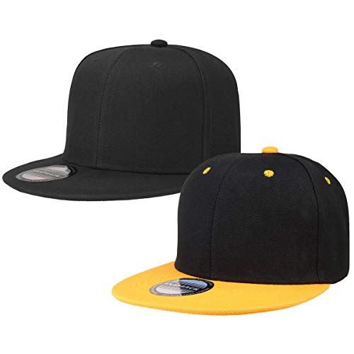 Image of Classic Snapback Hat Cap Hip Hop Style Flat Bill Blank Solid Color Adjustable Size