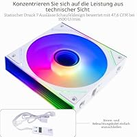Thermalright TL-M12QRW-S X3 Gehäuselüfter-120mm Leise, PWM-Funktion, Infinity Mirror ARGB-Lichteffekte, Reverse-Fan-Blade-Design,Neues Power-Chip-Modul vereinfacht die Verkabelung, 3er-Pack – Ansicht 3