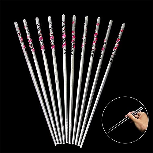 Palillos de acero inoxidable 5 pares reutilizables vajilla de cocina sushi comida 3