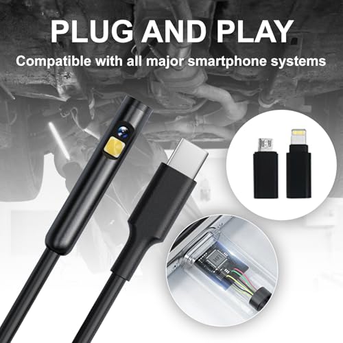 Cámara Endoscópica HD Dual Lens 1920P con Cable Semi-rígido IP67 Impermeable 8 LED Regulables Compatible con Smartphones 9.9 pies miniatura 4