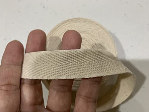 Cotton Webbing Strap 5 Yards Herringbone Twill Tape Trim Sewing Twill Ribbon Strapping Fabric For Diy Crafts Sewing Supplies (Natural Beige 3/4 Inch) #TOP6