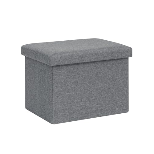 Bonlife Tabouret de Rangement Pliable en Lin avec Espace de Rangement, Banc rembourré avec Couvercle, pour Salon, Couloir, Chambre d'enfant, 42 x 32 x 32 cm,...