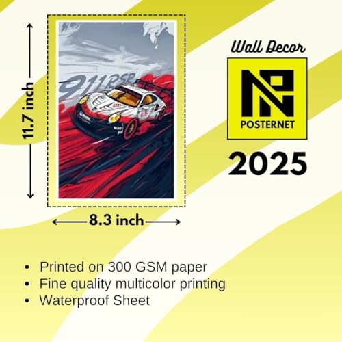 Image of Posternet Car Posters Set of 8 A4 Size Anime Posters for Boys Room - Sports Car Wall Art for Kids Bedroom Decor (Set of 20)