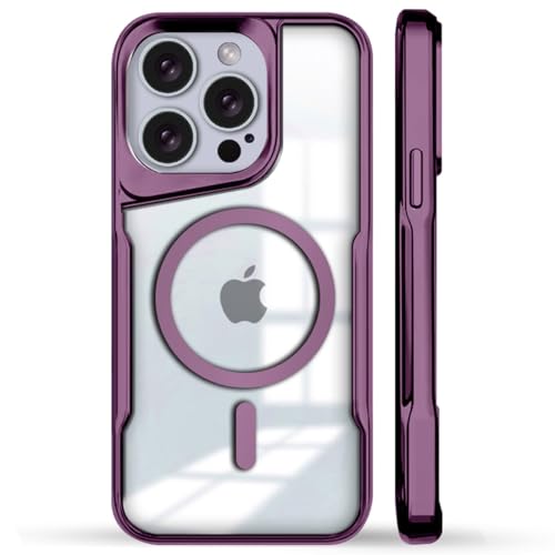 Image of KARWAN iPhone 15 Pro Back Case Cover Hybrid Acrylic Transparent Electroplated Shockproof Phone Case for iPhone 15 Pro (TPU | Titanium Purple
