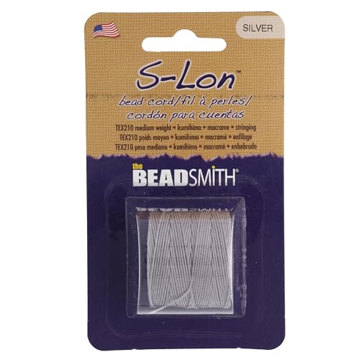 Hilo S-Lon Bead Cord plata de 69 m para evitar nudos flojos al tejer 2