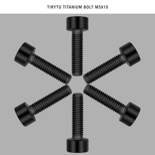 Image of Titanium Bolts M5x18, Black, 6PC | Lightweight Hex Socket Screws, MTB /Road Bike /Motorcycle, Corrosion Resistant, Marine Grade Fasteners