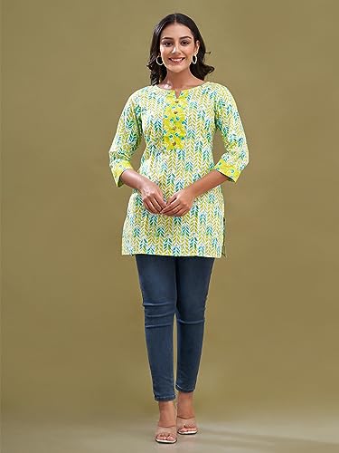 Image of feranoid Women Cotton Printed Short Kurti | Short Kurti for Women | Printed Cotton Kurti