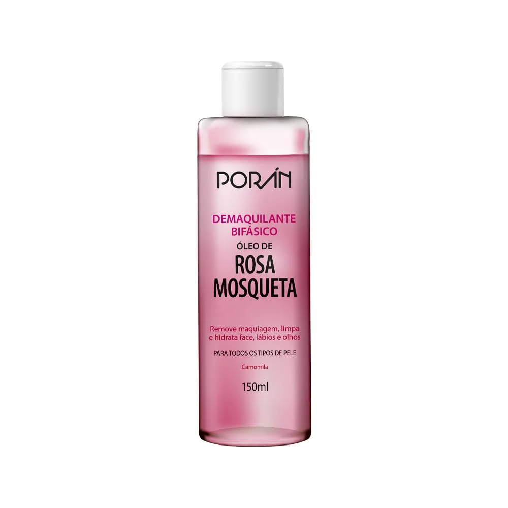 Demaquilante Bifásico Poran - Rosa Mosqueta 150ml - Remove Maquiagem à Prova D'água - Não