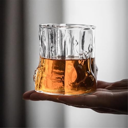 Tazas de vidrio diseño corteza vaso transparente de 300 ml para licores y whisky 6