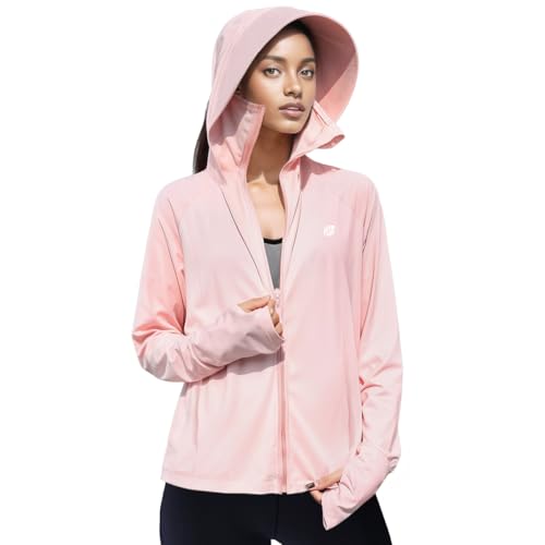Image of Venzina Women's UPF 50+ Lightweight Athletic Jacket UV Sun Protection Full Zip Cooling Hoodie Long Sleeve Sunscreen Protective Clothing for Women for Outdoor Hiking, S-XL