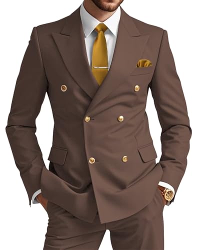 Suits for Men Double Breasted Classic Fit 2 Piece Formal Suits for Mens Busniess Wedding Prom
