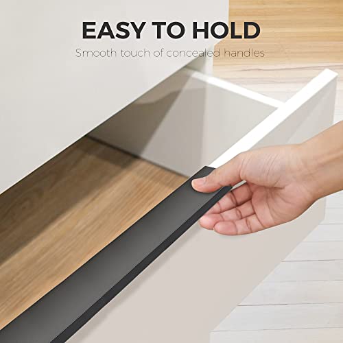 Image of 6 Pack Finger Pulls for Cabinets - 224mm /8.8in Hole Center Black Handles | 300mm /11.81 inch Overall Length, Edge Pulls, Concealed Tab Kitchen Drawers Pulls, Easy Install, Screws Included, Rust-Resistant