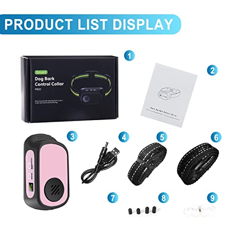 Rechargeable Dog Bark Collar With Beep Vibration And Shock,Anti Barking Collar For Small Medium Large Dogs, Humane Dog Training Device With 5 Adjustable Sensitivity Levels (Pink) #TOP7