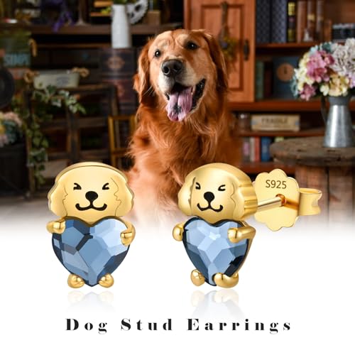 Image of 925 Sterling Silver Dog Earrings Cute Animal Puppy Stud Earrings Dog Jewelry Gifts for Women Girls Pet Lover Hypoallergenic Earrings for Sensitive Ears