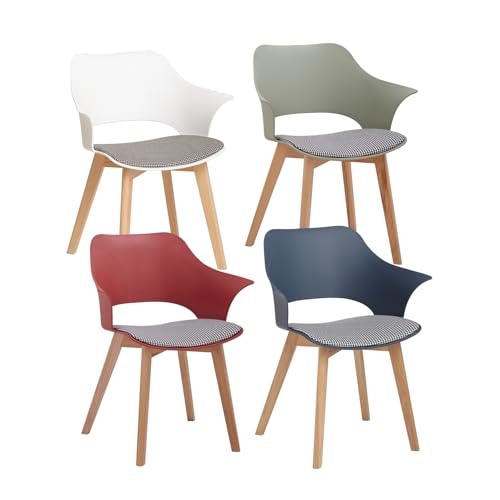 GrandCA HOME 4er-Set Nordischen Küchenstühlen, Esszimmerstuhl mit Massivholzbeinen, Gepolsterte Stühle für Schlafzimmer, Wohnzimmer, Küche, Mischen