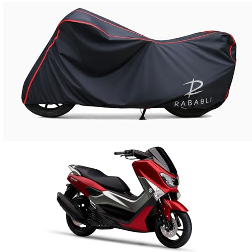 Image of Waterproof Bike Body Cover Compatible for | Yamaha NMax 155 | Taffeta Fabric, Red Piping Design, Bottom Elastic Fit | Dustproof, Sun UV & Rain Protection for All Bikes