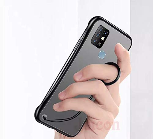 Image of REALCASE Infinix Hot 10 Back Cover Stylish | Ultra Thin Frameless Matte Hard TPU Bumper Back Cover Case for Infinix Hot 10 (F-Black)