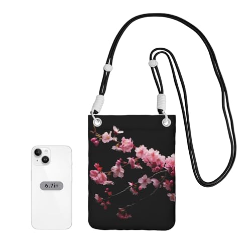 Japanese Cherry Flowers Print Small Crossbody Bags for Women Lightweight Phone Bag Purses Adjustable Strap3