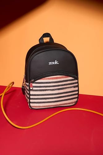 Image of ZOUK Dalila Mini Daypack | Stylish Small Backpack for Women | Compact | Bag for Girls | Daily College Use | Travel Day Pack | Vegan Leather | Handcrafted | Water-Resistant