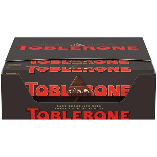 TOBLERONE Dark Chocolate Bar with Honey and Almond Nougat, Bulk Chocolate, 20 - 3.52 oz Bars