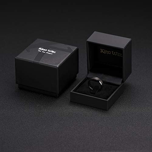 Image of King Will Tungsten Men's Wedding Ring - Available in 6mm to 10mm, Black /Silver, Matte Finish, Beveled Polished Edge, Comfort Fit, Small, Metal, No Gemstone