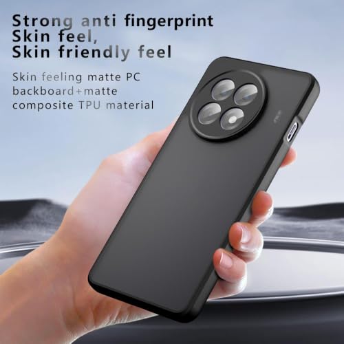 Image of Matte PC + TPU Back Cover Case for OnePlus 13r, Air Bag Protection, Anti-Fingerprint, Micro Arc Edge, Never Turns Yellow, Skin-Friendly Feel, Black