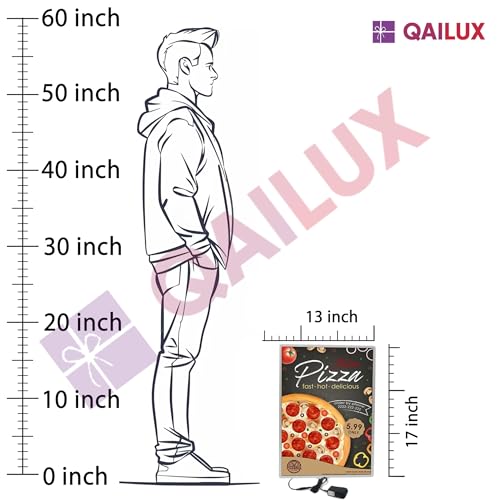 Image of QAILUX LED Sign Board for Advertising | Ultra Slim Display Frame for Restaurants, Cafes, and Cinemas | Glass Desktop Menu Holder with LED Light (A3(11.7 x 16.5 in))
