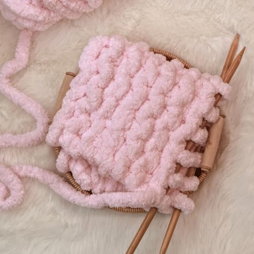 CAHOVY Light Pink Chunky Chenille Yarn for Crocheting Bulky Thick Fluffy Yarn for Knitting,Super Bulky Hand Blanket, Soft Plush Yarn Crochet Carpet/Scarf/Cushion/ 8 Jumbo Pack(63.76oz/197.68yd by CAHOVY - Image 6
