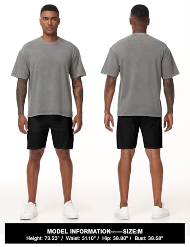 Image of Eiscntd Mens Oversized T-Shirts Heavyweight Cotton Vintage Unisex Baggy Tee
