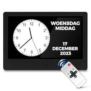 My Green Deal – Dementieklok 8 inch – Analoog en Digitaal – Kalenderklok met datum en dag – Met Medicijnalarm