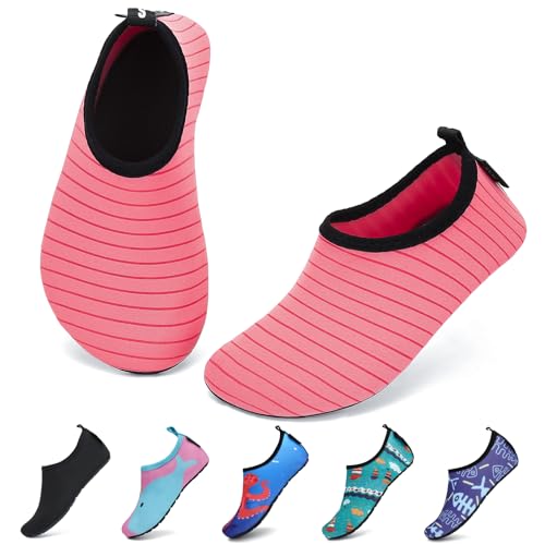 SAGUARO Scarpe da Sport Acquatici Ragazzi Ragazze Scarpette Scoglio Scarpe da Immersione Piscina Spiaggia Mare Fiume Nuoto Surf Vela Acqua Cycling per Bambini, Rosso Anguria, 32/33 EU