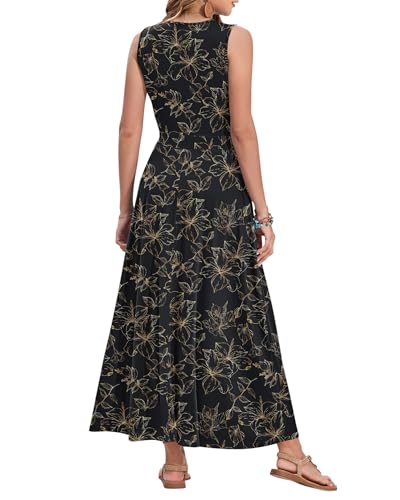 Image of AUSELILY Womens Maxi Dress Summer Sleeveless Wrap Long Dresses with Pockets | V-Neck Wrap Sleeveless Sundress, fits formal, casual, beach, vacation & daily wear
