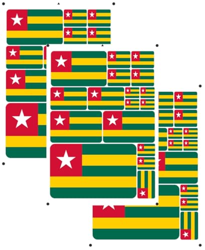 vmcoatdu Lot de 3 autocollants avec impression laser drapeau du Togo en plusieurs tailles (Togo vert)