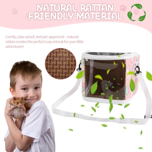 guinea pig carrier bag with water bottletravel portable small animal carrier sling pouch clear window carrier backpack for hamster bunny gerbil hedgehog sugar glider lizard birdpink