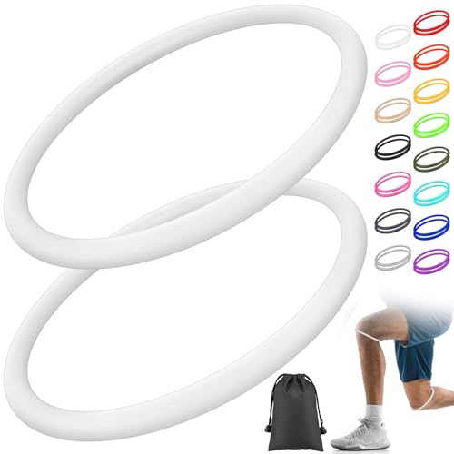 Image of Foilswirl Silicone Patella Knee Band for Basketball Patella Tendon Support Knee Pain Running Tendon Brace Support Strap (2,White,L)