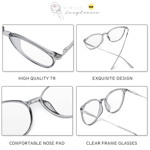 Image of Sumato Blue Light Blocking Glasses for Men and Women, Round Frame with Non-prescription Clear Lenses Eyewear Eyeglasses
