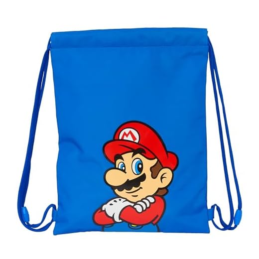 SUPER MARIO PLAY - Mochila Saco Plano Junior, Mochila, Ideal para Niños de Diferentes Edades, Cómoda y Versátil, Calidad y Resistencia, 26x34 cm, Color Azul/Rojo