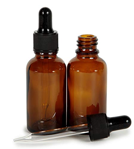 Vivaplex Amber 4 oz Glass Bottles with Glass Eye Droppers - 2 pack