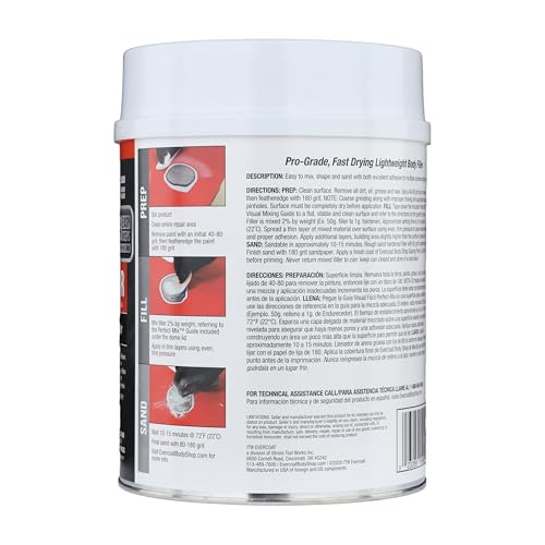 Image of Evercoat Body Shop 105000 Pro-Grade Body Filler, Fast Drying and Lightweight Multipurpose for Dents in Aluminum, Fiberglass & More, Easy Mix Hardener Included 0.8 Gal