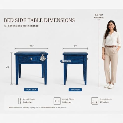 Image of Sheesham Wood Allure Bedside Table for Bedroom & Living Room | Solid Wood Nightstand with Storage Drawer and Open Shelf | Modern End Table