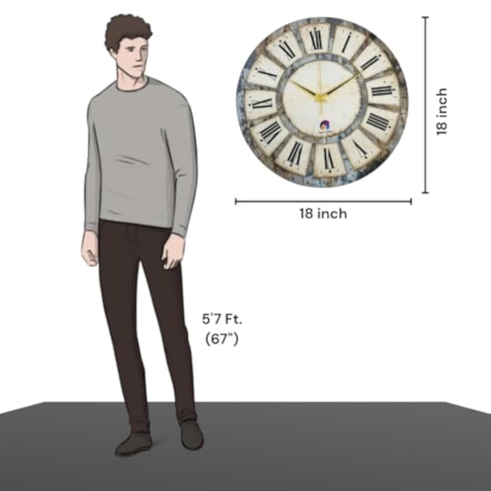 Modern Wall Clock 18 Inch, Premium Wooden Build
