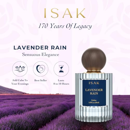 Image of ISAK Lavender Rain Unisex Perfume | Eau de Parfum | Premium Perfumes for Men, Women | Petrichor, Lavender, Raspberry | Fresh, Long Lasting, Travel Size - 50ml