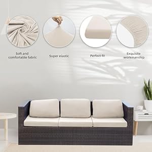 8Pcs Stretch Patio Cushion Covers Outdoor Cushion Covers,for Outdoor Couch Cushion Covers Replacement,Outdoor Sofa Covers Patio Slipcovers Couch Cover,Washable Furniture Cover (Beige, Cover Only) 8Pcs Stretch Patio Cushion Covers Outdoor Cushion Coversfor Outdoor Couch Cushion Covers ReplacementOutdoor Sofa Covers Patio Slipcovers Couch CoverWashable Furniture Cover Beige Cover Only