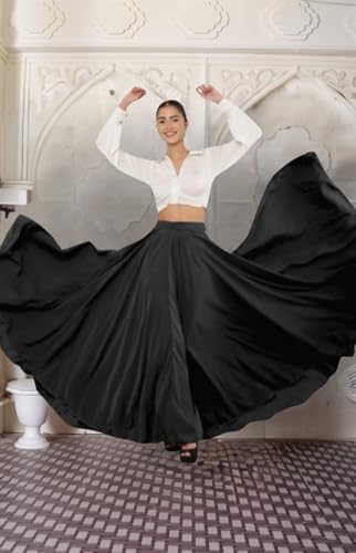 Image of JYESHTA Women's American Crepe Flared A Line Stitched Long Skirt with 12 Mtr Flare 40 in Height | Skirts for Women Long Length | Long Skirts for Girls