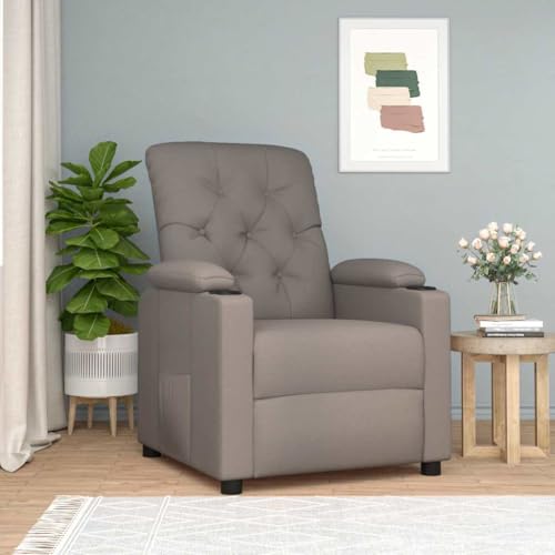 Tonture Sillón de relax de tela topo, ajustable manualmente en 3 posiciones, cómodo sillón tapizado para salón, dormitorio, rincón de lectura, construcción robusta, capacidad de carga de 110 kg, 78,5