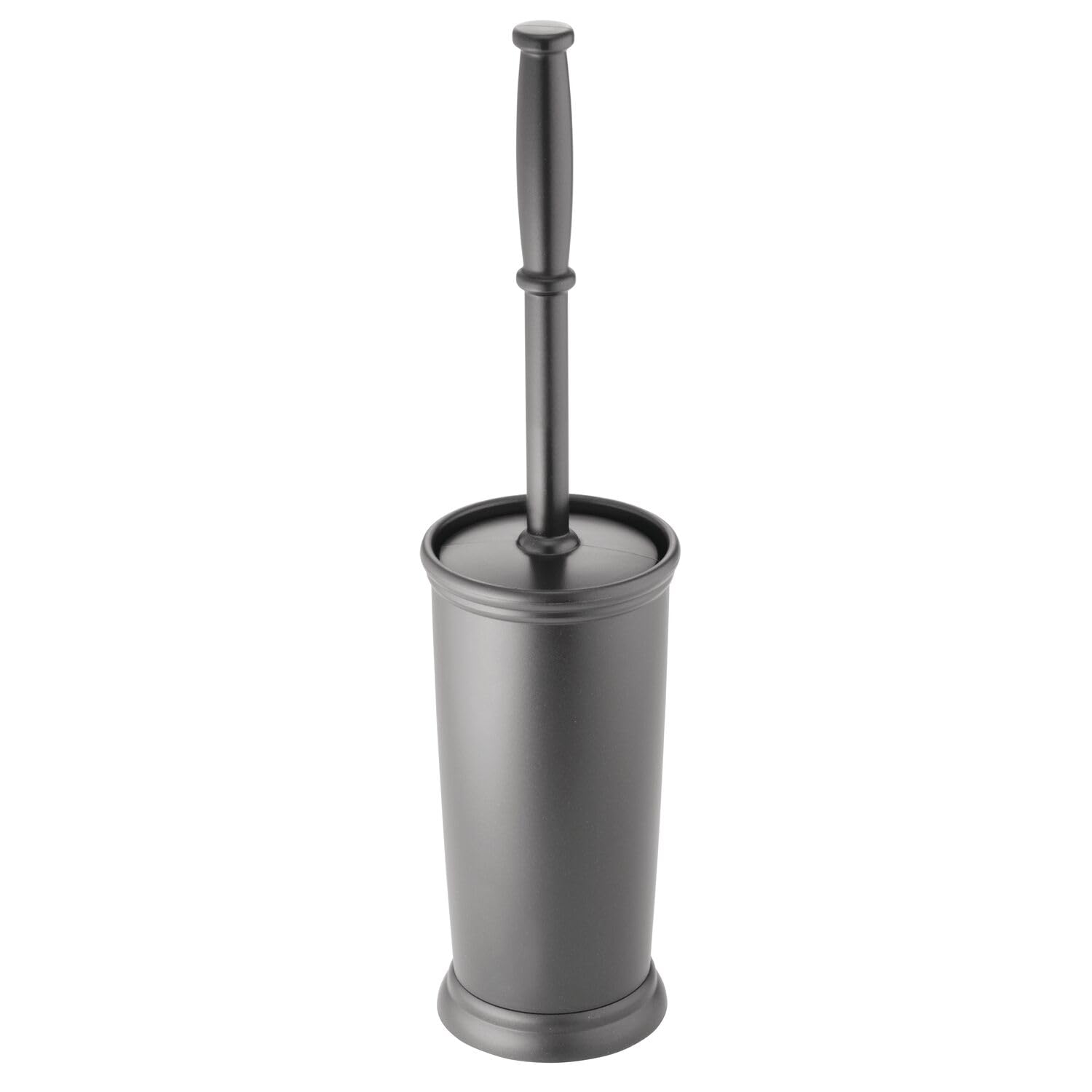 mDesign Toilet Brush Set – Hygienic Toilet Brush and Cover – Freestanding Toilet Brush Holder Ideal for All Bathrooms – Charcoal