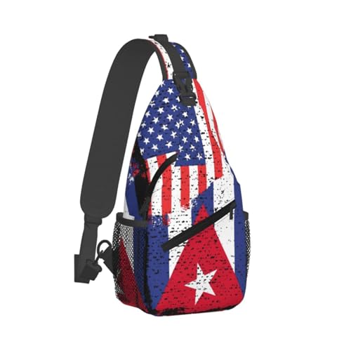American Cuba Flag Cuban Roots Crossbody Bag Cross Chest Bag Adjustable Sling Backpack Sports Gym Shoulder Bags Travel Cycling Daypack Diagonally Casual Rucksack2