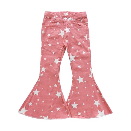 Todder Western Pink Star Bell Ruffle Jeans Girl Jeans Bell Bottom Pants