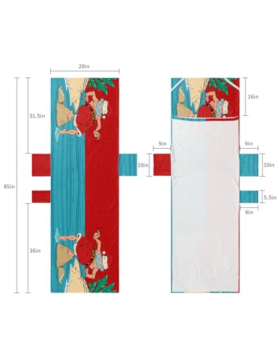 Red Christmas Santa Beach Lounge Chair Towel Cover, Soft Chaise Lounge Towel with Side Pockets Patio Pool Chairs Cover for Beach/Pool Sunbathing 29x85 Xmas Coastal Beach Seaside