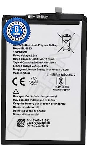 Image of Original BL-58BX Battery for Infinix Hot 9 / Hot 9 Play / X650C / X650B / X650D / X680 / X680B / X680C / 58BX Battery with 6 Month Warranty.****(A051)